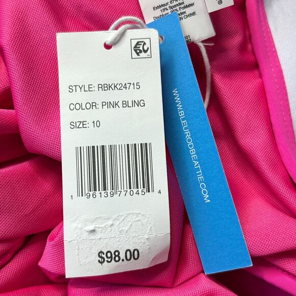 Bleu by Rod Beattie Molded-Cup One-Piece Swimsuit Pink Bling Women's 10 NWT - Picture 3 of 9